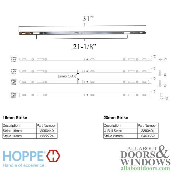 Hoppe Multipoint Lock Diagram and Dimensions