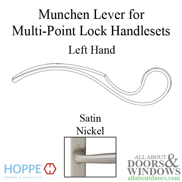 Hoppe Munchen lever handle for left handed multipoint lock handlesets