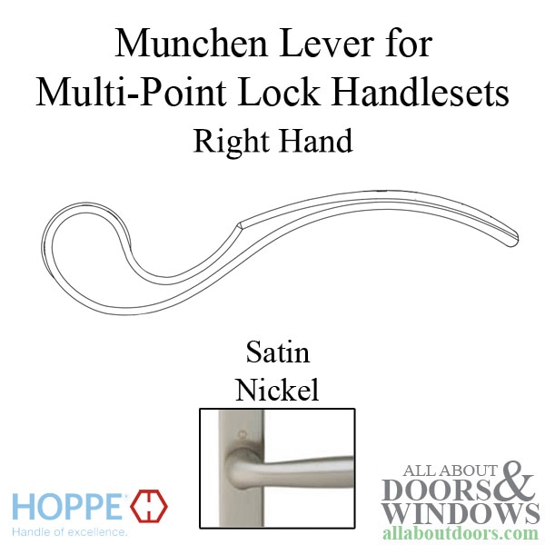 Hoppe Munchen lever handle for right handed multipoint lock handlesets