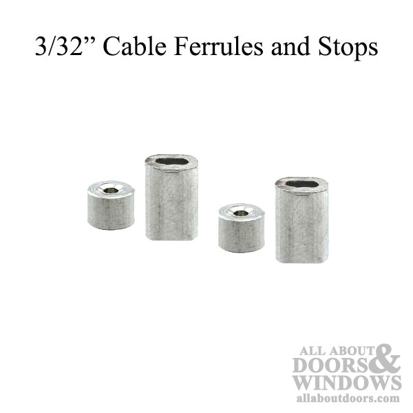 Cable Ferrules and Stops for Garage Doors - 3/32 Inch