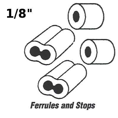 Cable Ferrules and Stops for Garage Doors - 1/8 Inch