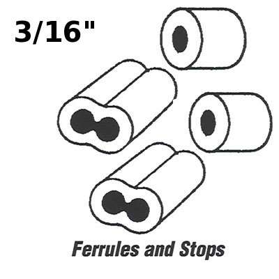 Cable Ferrules and Stops for Garage Doors - 3/16 Inch
