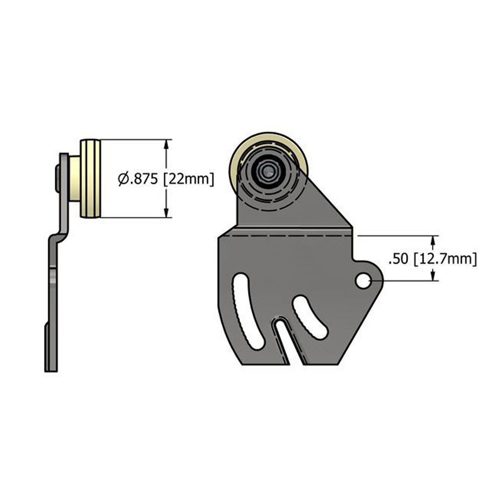 2216 Johnson Hardware Closet Door Assembly 7/8 Inch Roller 1/16 Inch Offset - Line Drawing