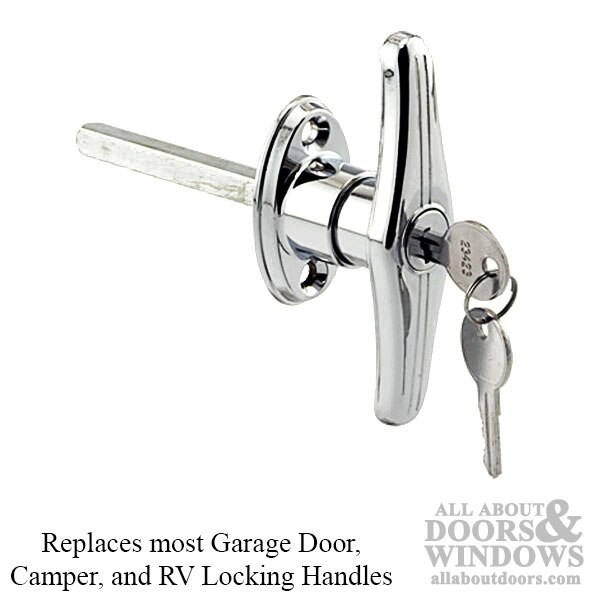 Lock T Handle with Keys – Chrome Finish for Garage Doors, Campers & RVs