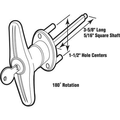 Locking T-Handle Dimensional Drawing