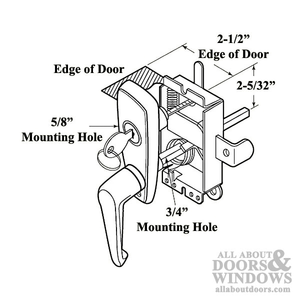 L Handle and Locking Unit Line Drawing