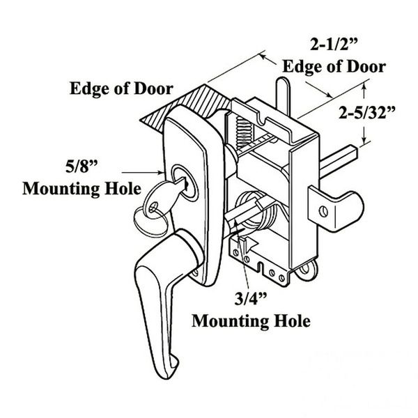 thumbnail image 2 of Garage Door Exterior Side Lock - L-Handle With Keys, SKU-B07-196 2 of 4