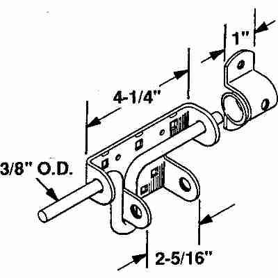 Heavy-Duty Slide Bolt Latch Line Drawing