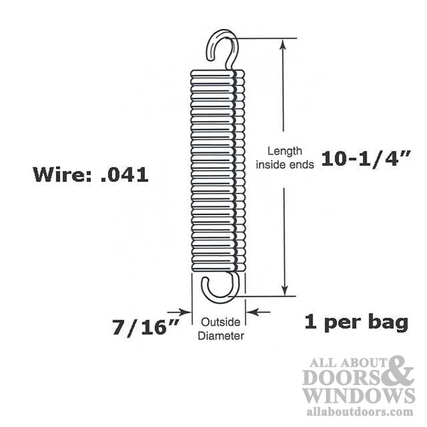 Extension Spring – 7/16" Diameter x 10-1/4" Length, .041 Wire