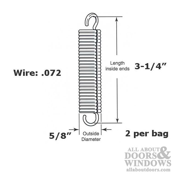 Extension Spring – 5/8" Diameter x 3-1/4" Length, .072 Wire