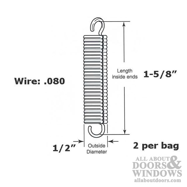 Extension Spring – 1/2" Diameter x 1-5/8" Length, .080 Wire