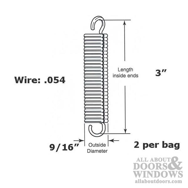 Extension Spring – 9/16" Diameter x 3" Length, .054 Wire