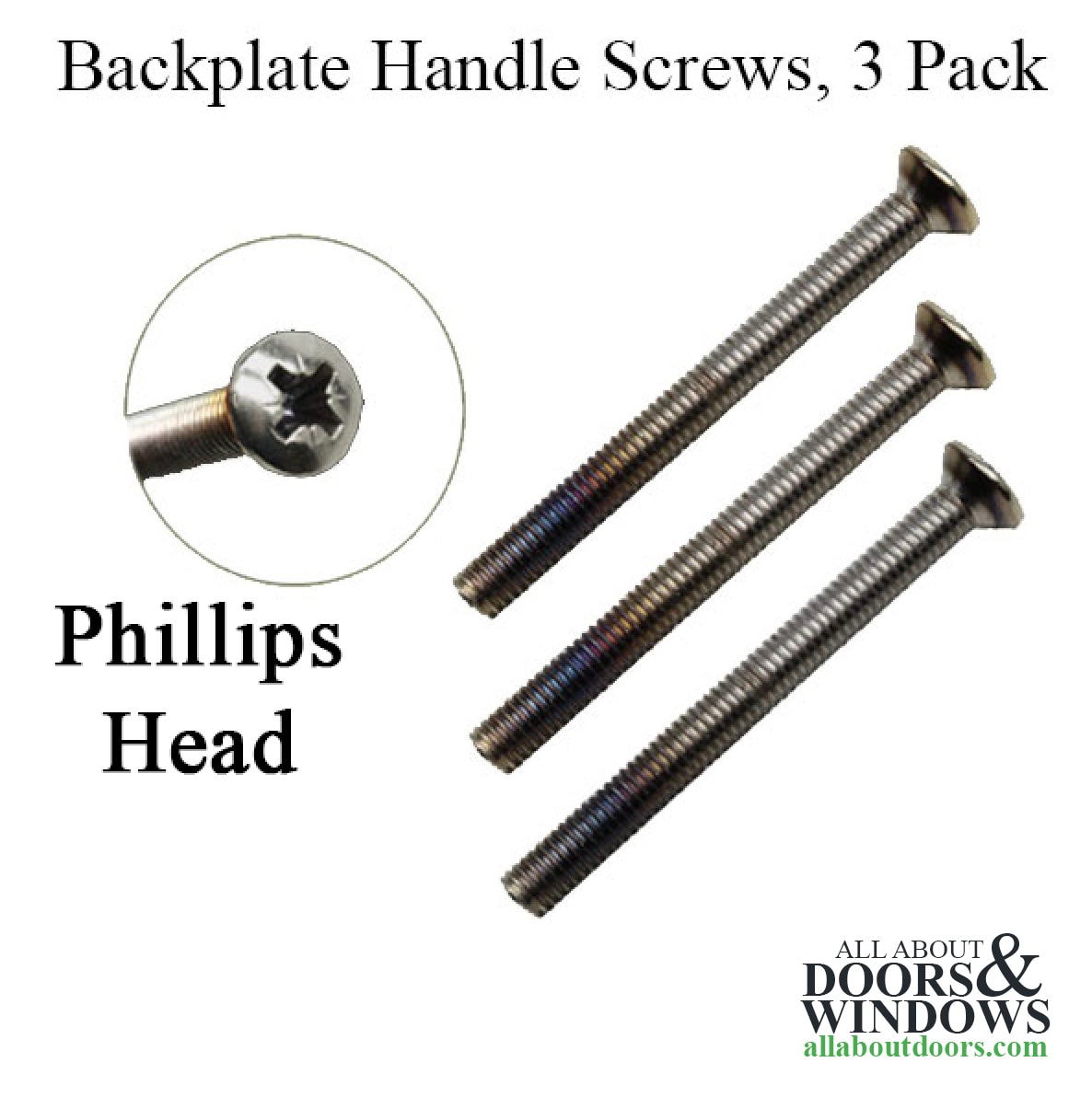 M5 x 55mm Handle Screws – 3 Pack for 2" Thick Door – Satin Nickel / Brushed Chrome