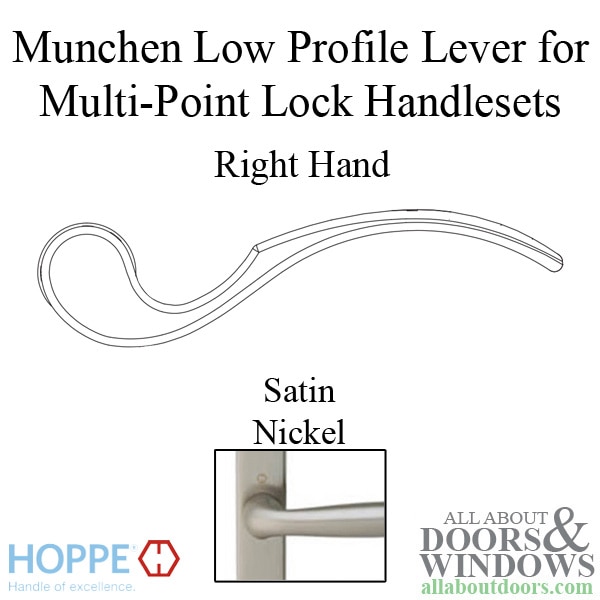 Hoppe Munchen low-profile lever handle for right handed multipoint lock handlesets