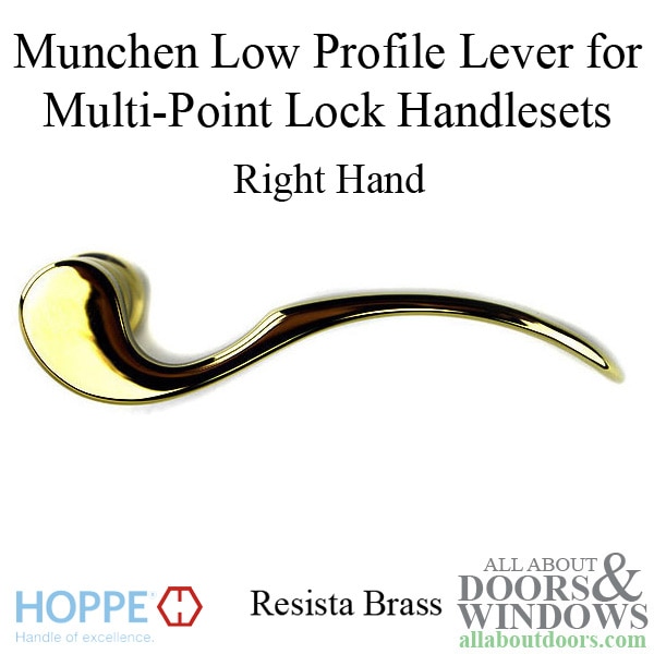 Hoppe Munchen low-profile lever handle for right handed multipoint lock handlesets