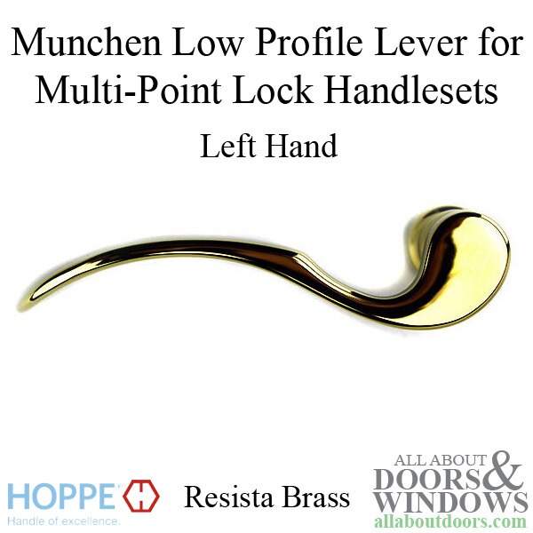 Hoppe Munchen low-profile lever handle for left handed multipoint lock handlesets