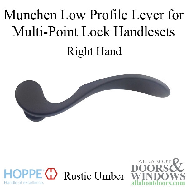 Hoppe Munchen low-profile lever handle for right handed multipoint lock handlesets