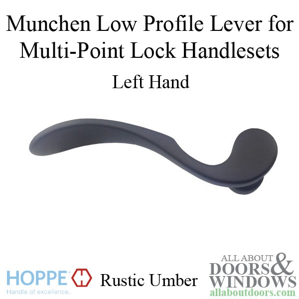 Hoppe Munchen low-profile lever handle for left handed multipoint lock handlesets