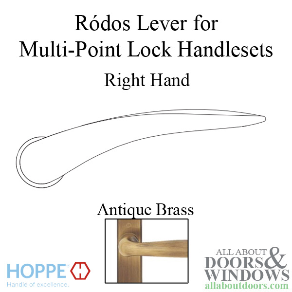 Hoppe Ródos lever handle for right handed multipoint lock handlesets