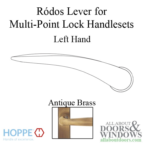 Hoppe Ródos lever handle for left handed multipoint lock handlesets