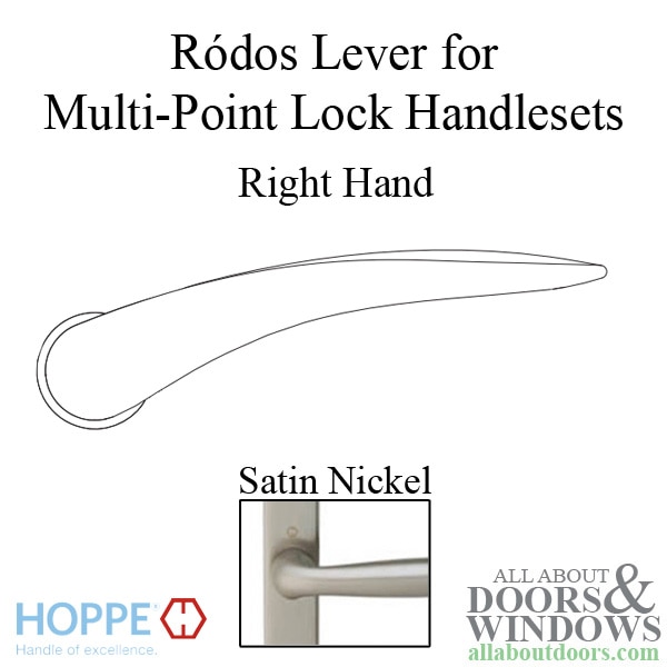 Hoppe Ródos lever handle for right handed multipoint lock handlesets