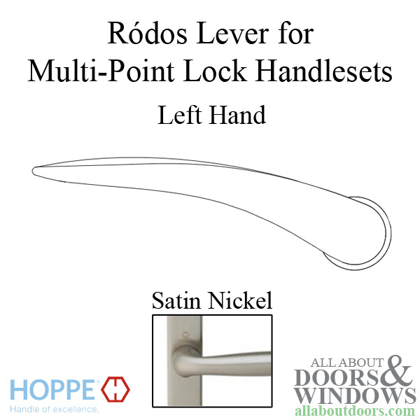 Hoppe Ródos lever handle for left handed multipoint lock handlesets