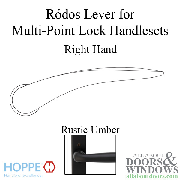 Hoppe Ródos lever handle for right handed multipoint lock handlesets
