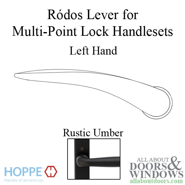 Hoppe Ródos lever handle for left handed multipoint lock handlesets