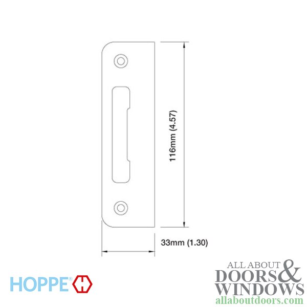 Precision dimensions of PT0002N strike plate for accurate installation