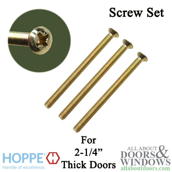 HOPPE Handle Screws – M5 x 65mm – Brass – 3 Pack for 2-1/4 Inch Thick Door