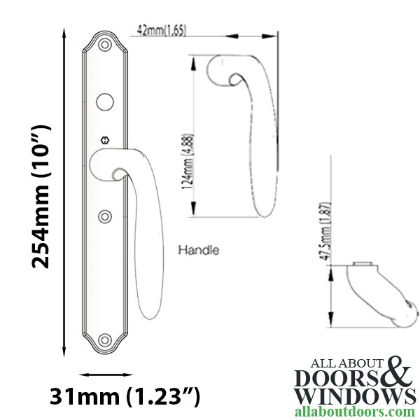 Technical drawing of Hoppe Verona dummy handle set with key measurements