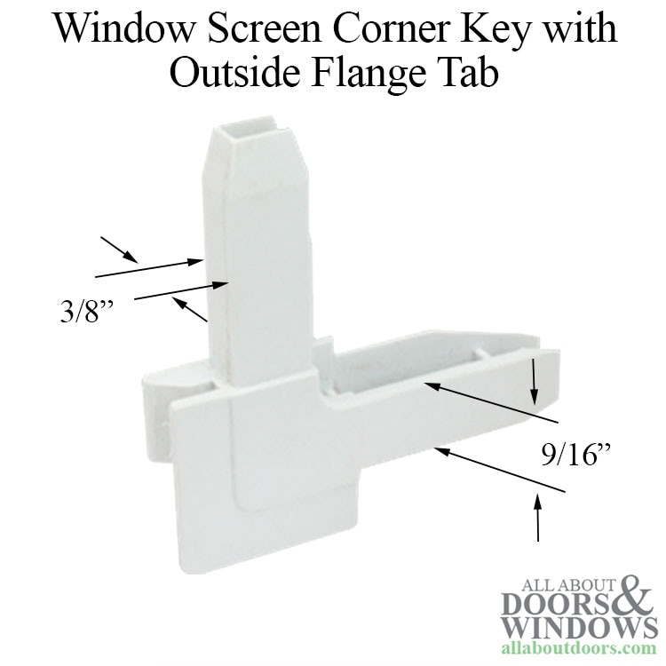 Corner key with flange – Left-hand – 3/8 inch frame measurements