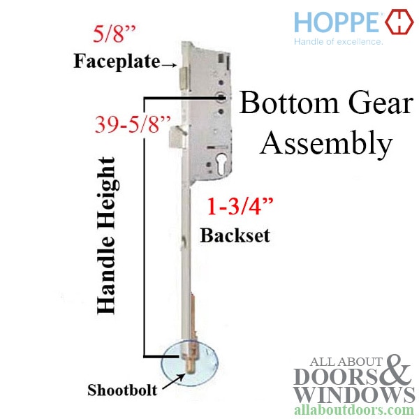 Hoppe 16mm manual gear for 45/92 shootbolt with 1 inch dead bolt