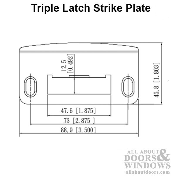 Strike Plate Dimensions – Adjustable Tab – Oil Rubbed Bronze