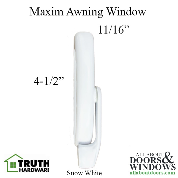 Truth sash lock dimensions – non-handed Maxim awning lock