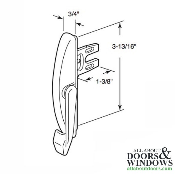 Truth Maxim multi-point sash lock with 1-5/8 inch fork Dimensional Drawing