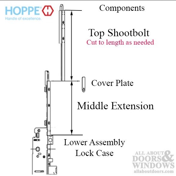Manual middle extension shootbolt rod for multi-point door lock system