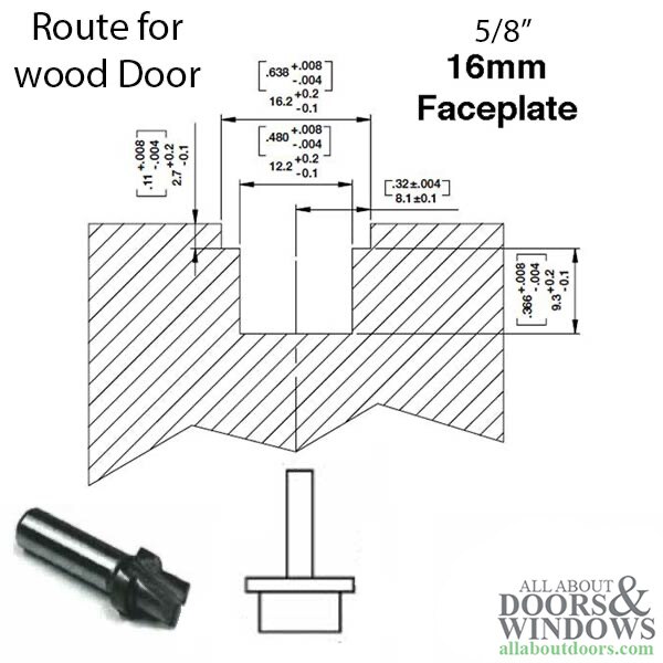 Diagram for routing a door to fit the Hoppe 16mm Manual 70/92 Gear