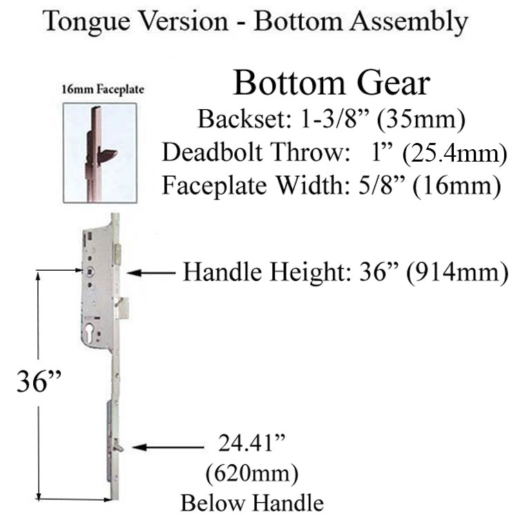 35/92 Manual Gear, Tongue 24.41, 1" Deadbolt