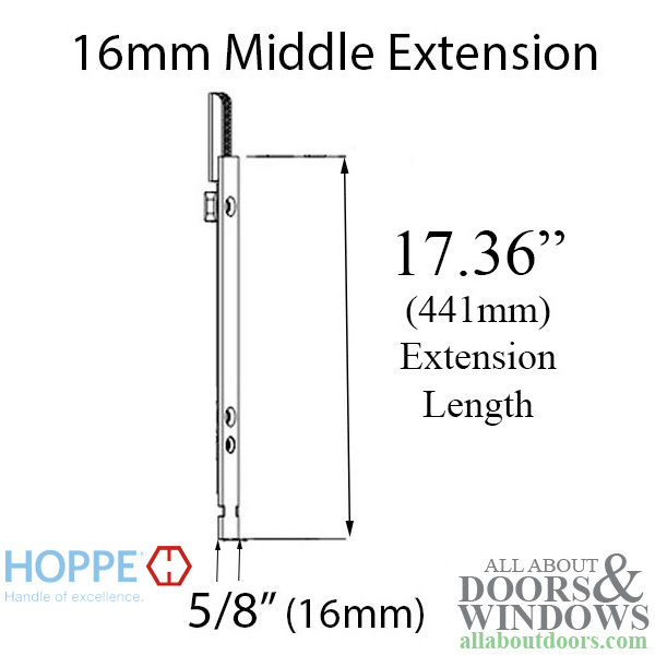 Hoppe 16mm manual middle extension with 17.36 inch shootbolt