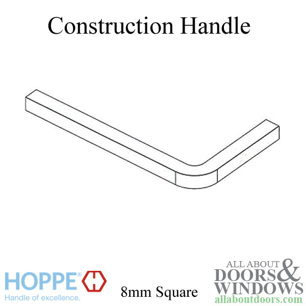 HOPPE construction handle for use in turning handles with 8mm square