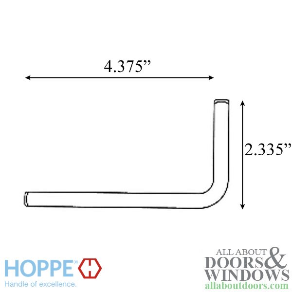 Dimensions of HOPPE construction handle for 8mm spindle use