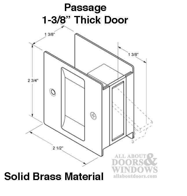 Pocket door pull cutout and screw placement diagram