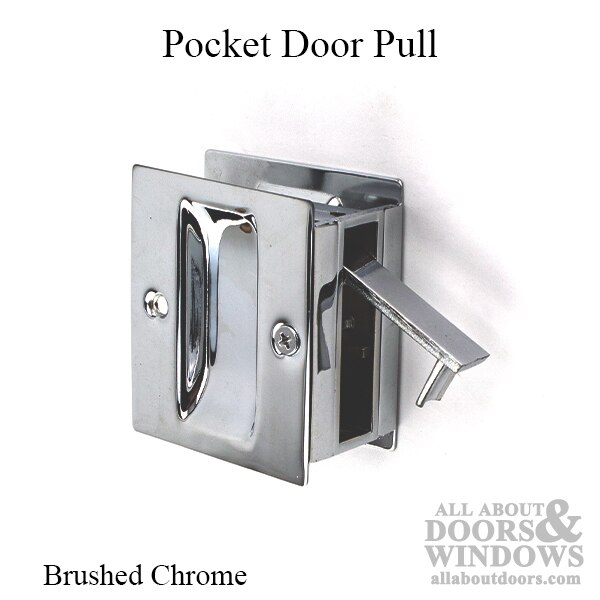 Flush Pocket Door Pull – Passage – Brushed Chrome