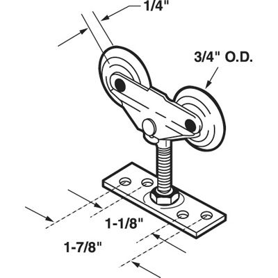 View roller dimensions and mounting plate measurements