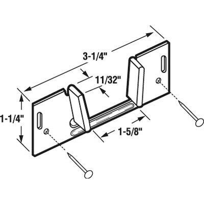 Dimensioned line drawing for Acme 107 bottom guide