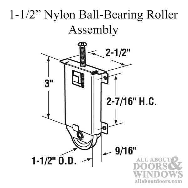 Roller bracket size and screw hole spacing