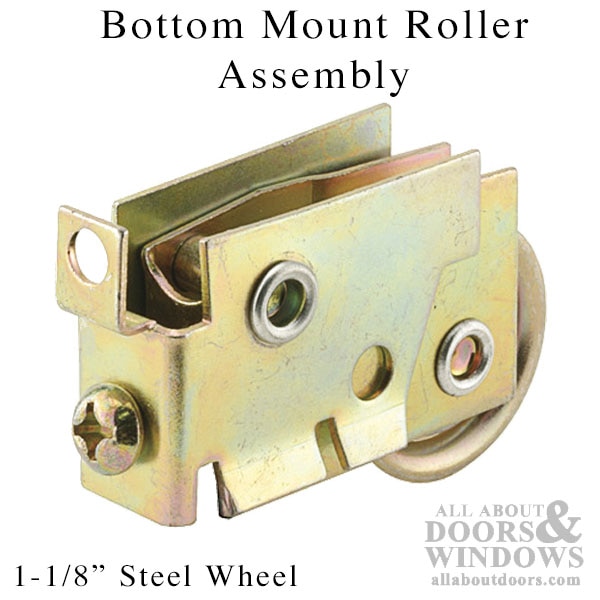 Bottom Mount Roller Assembly – 1-1/8 Inch Steel Wheel – Sliding Mirror Door