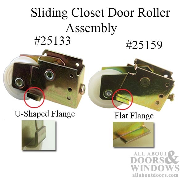 Sliding closet door roller assembly with 1-7/16 inch white nylon wheel