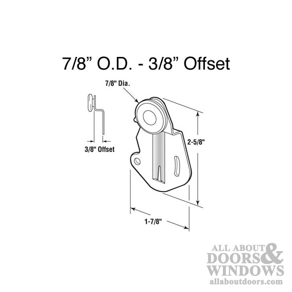 Johnson Hardware Closet Door Roller – 7/8 Inch Wheel – 3/8 Inch Offset